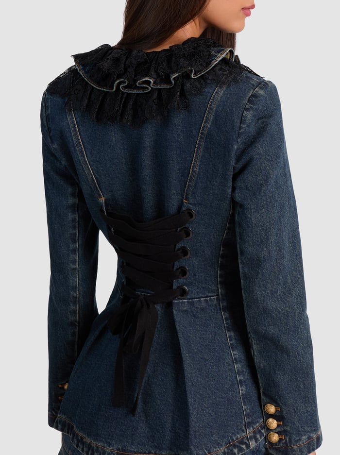 ELMIRA DENIM JACKET - CLEMENTINE TINT image 3 - Alice And Olivia