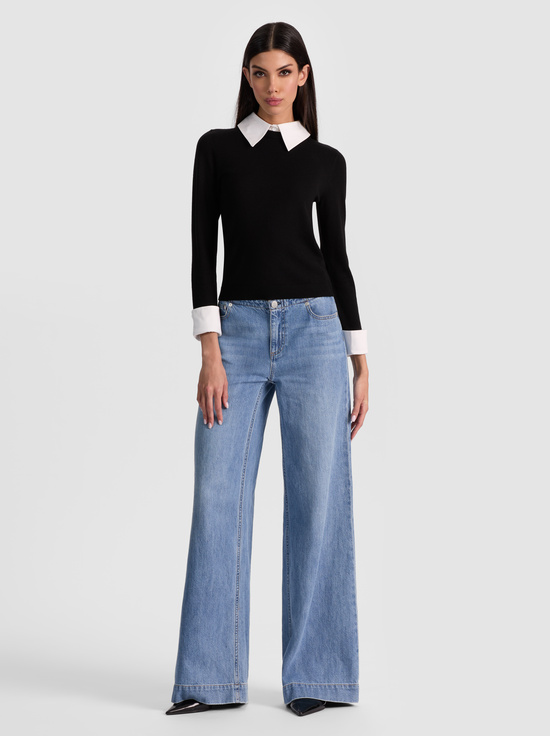 BLACK-PORLA COLLARED SWEATER