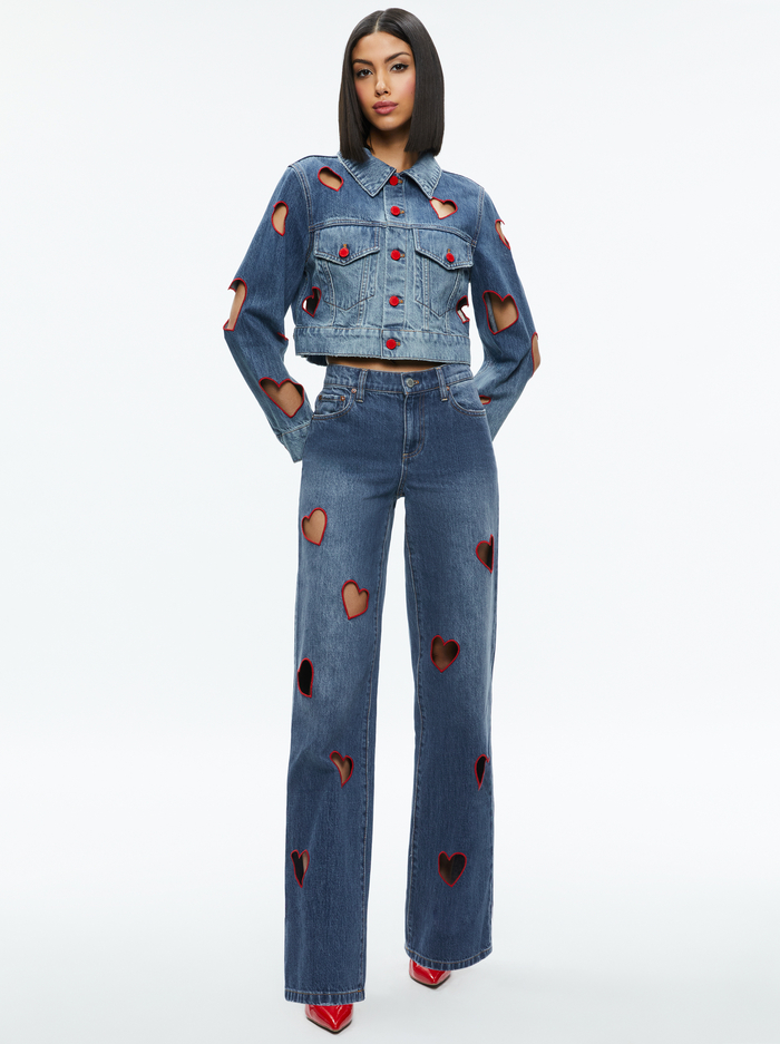 JEFF HEART EMBROIDERED CROPPED DENIM JACKET - TRUE BLUES DARK image 2 - Alice And Olivia