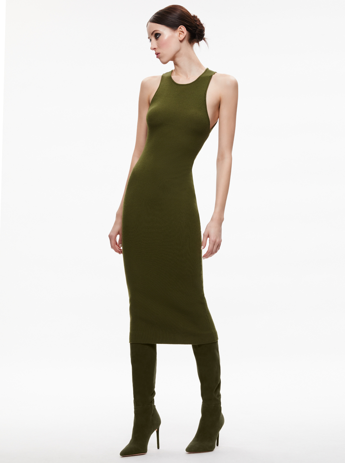 WRIGHT TIE BACK DRESS - OLIVE image 2 - Alice And Olivia