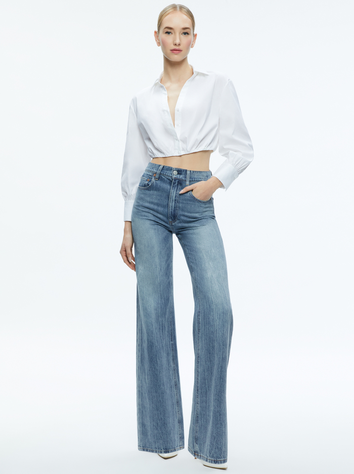TRUDY CROPPED BUTTON DOWN - OFF WHITE image 4 - Alice And Olivia
