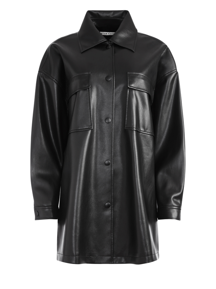 LANGSTON VEGAN LEATHER SHACKET - BLACK image 5 - ALICE + OLIVIA