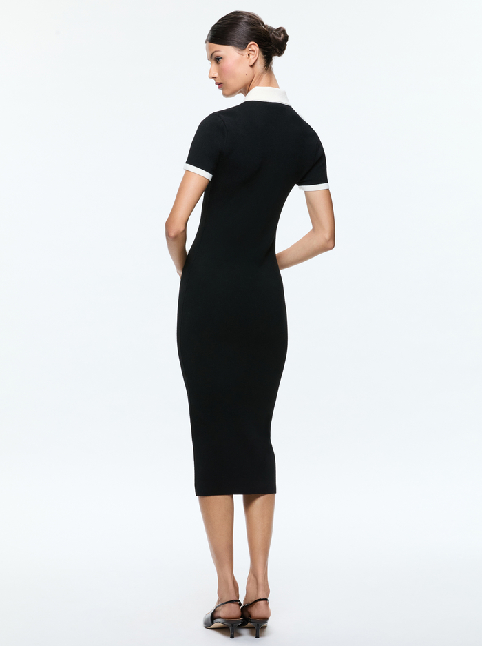 IRIS MIDI SWEATER DRESS - BLACK/SOFT WHITE image 2 - Alice And Olivia