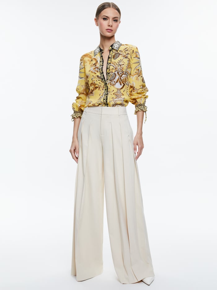 WILLA BLOUSON TIE SLEEVE TOP - LISBOA LEMON MERINGUE image 1 - Alice And Olivia