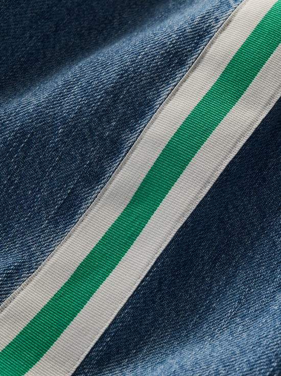 EDIE WASH/OFF WHITE/GREEN APPL-XANDER RACING STRIPE JEAN