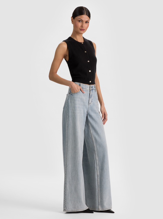 BLACK-LOLY BUTTON FRONT CASHMERE VEST