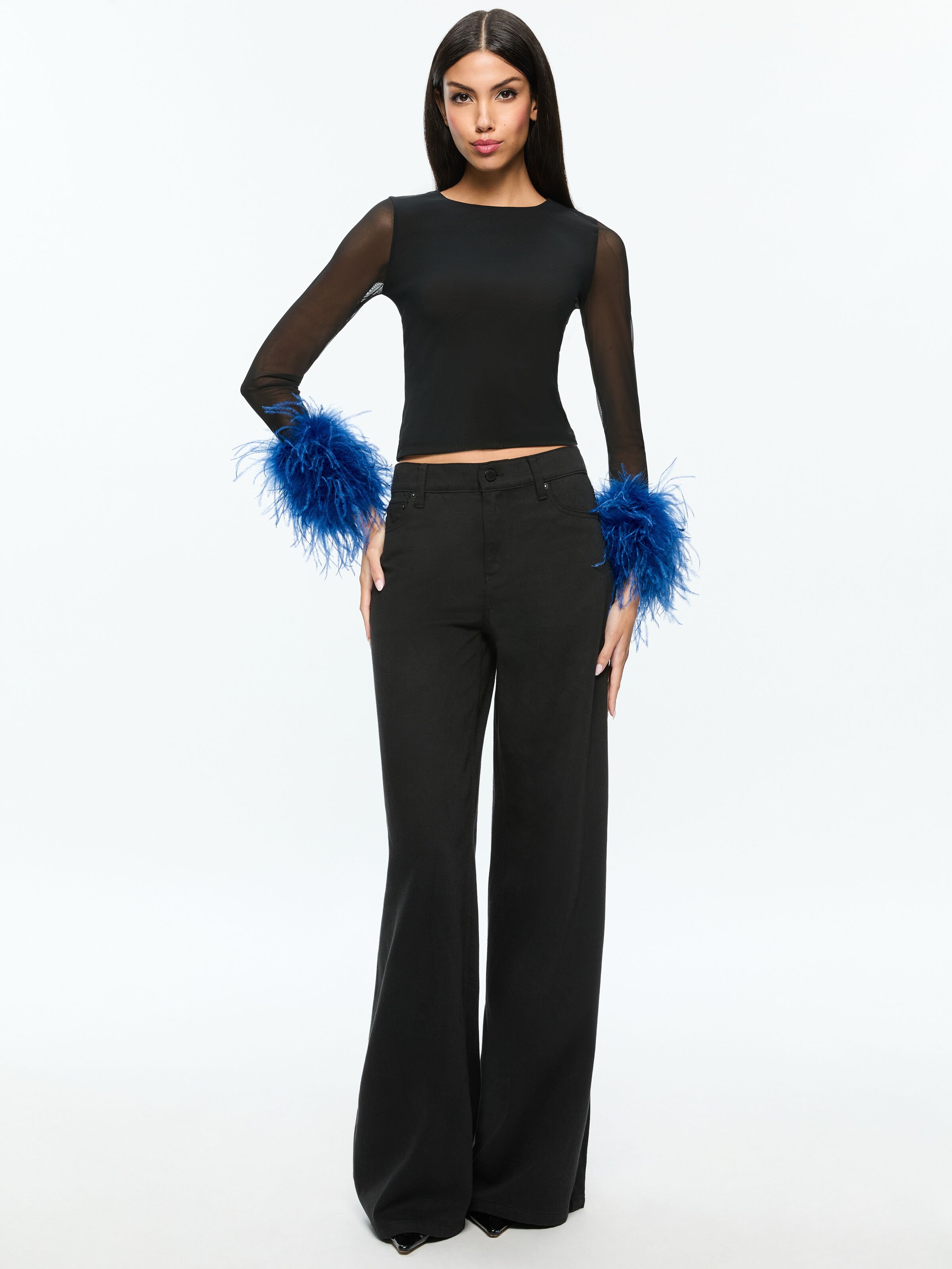 Kidman Feathered Jacket In Black | Alice + Olivia