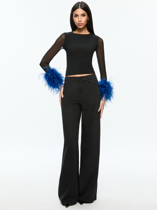 BLACK/ROYAL-DELAINA FEATHER TOP