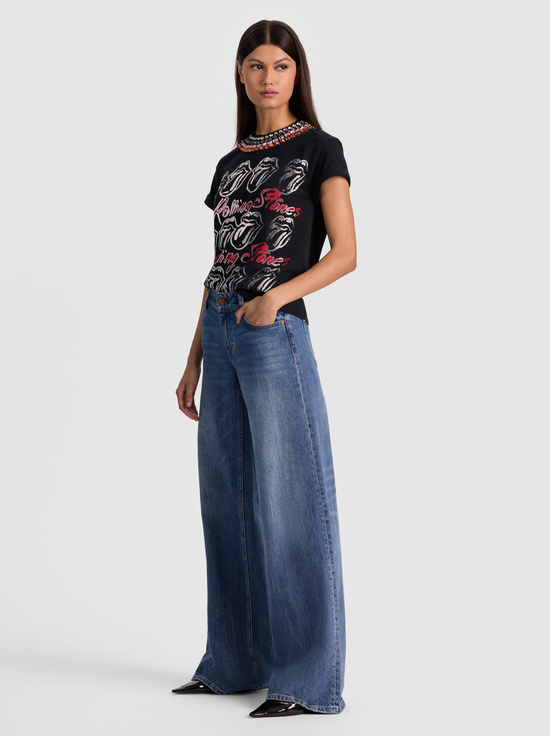 BLACK/MULTI-MAXIE EMBELLISHED BAND TEE