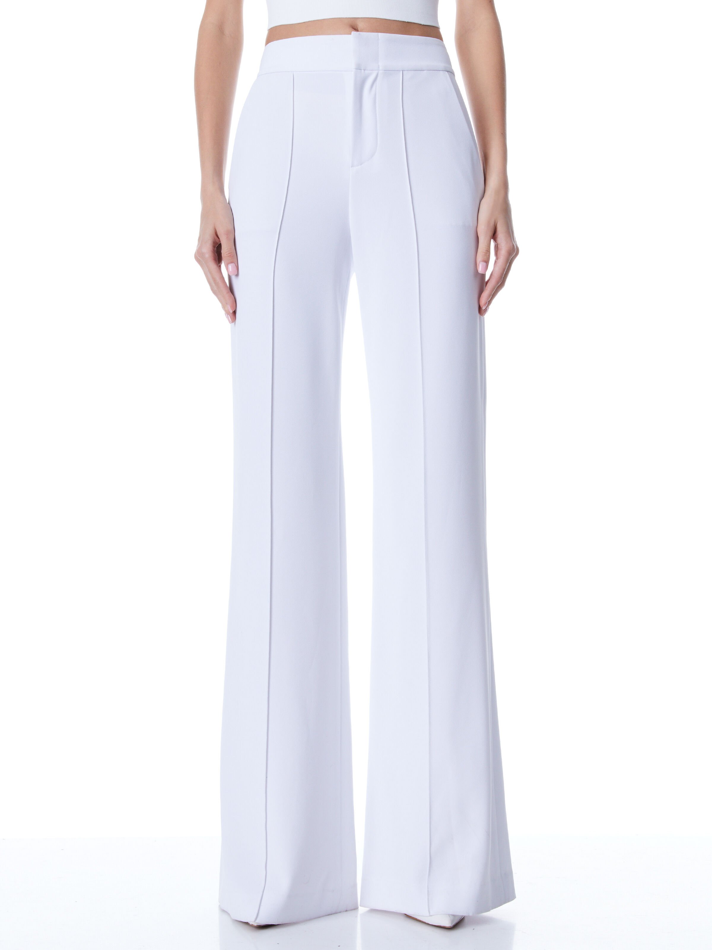 Dylan High Waisted Wide Leg Pant In White Alice Olivia