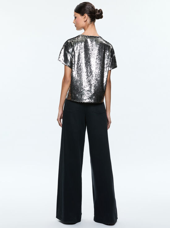 GUNMETAL-EVAN SEQUIN OVERSIZED TEE