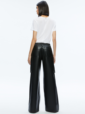 BLACK-JOETTE VEGAN LEATHER CARGO PANT