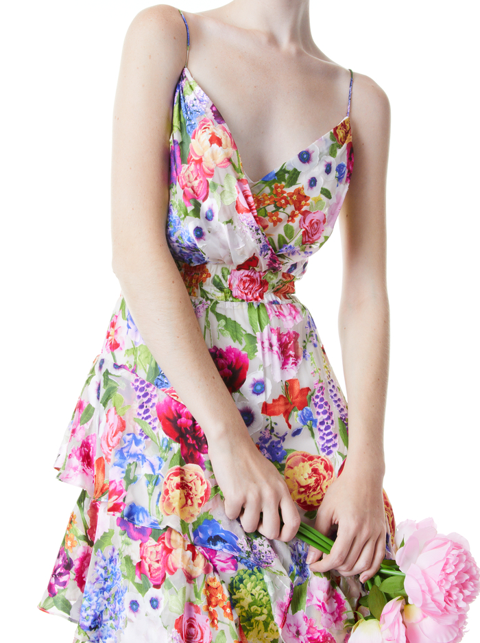 HAYDEN V-NECK FRONT RUFFLE DRESS - FLOWER SHOP image 3 - Alice And Olivia