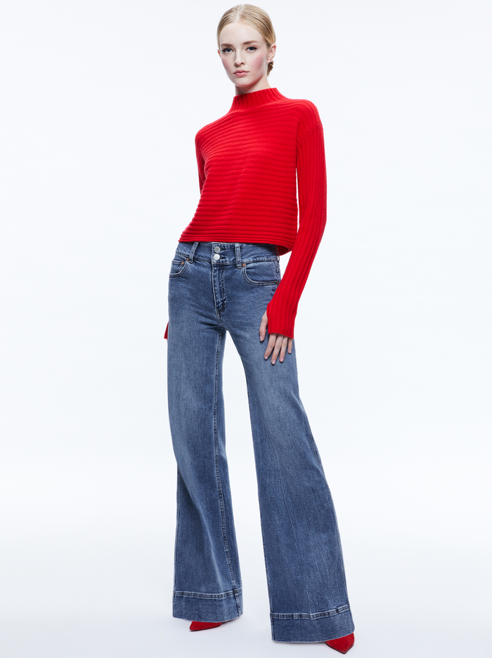 TAVILL MOCK NECK PULLOVER - PERFECT RUBY image 2 - Alice And Olivia