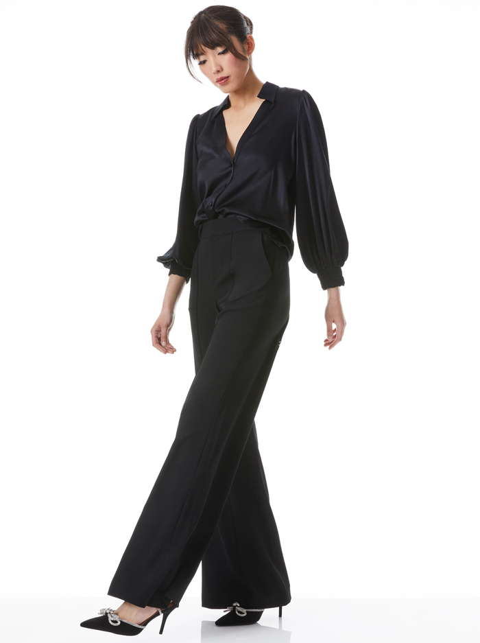 COSIMA BUTTON DOWN BLOUSE - BLACK image 4 - Alice And Olivia