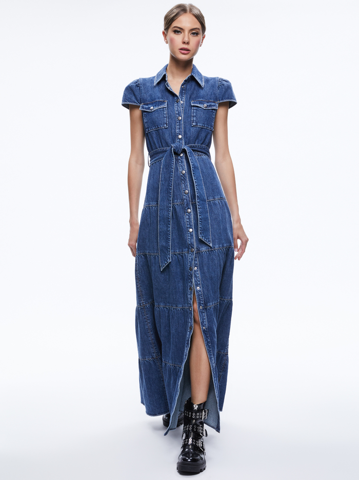 MIRANDA MAXI DENIM DRESS - LOLA BLUE - Alice And Olivia