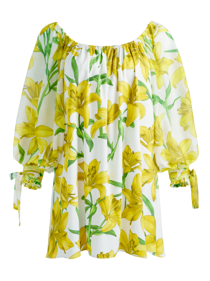 ARTEMIS OFF THE SHOULDER BLOUSON TIE SLEEVE MINI DRESS - STARGAZER MULTI LG image 5 - Alice And Olivia