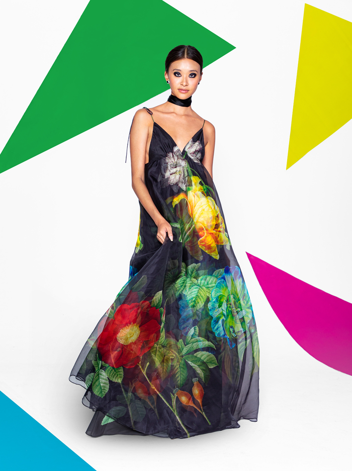 MASSIE TIE STRAP PRINTED GOWN - ATRIUM FLORAL image 4 - Alice And Olivia