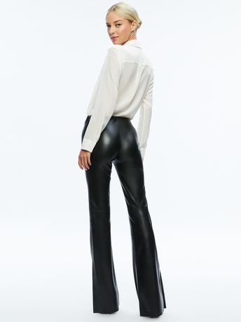 BLACK-TINA VEGAN LEATHER SPLIT HEM PANT