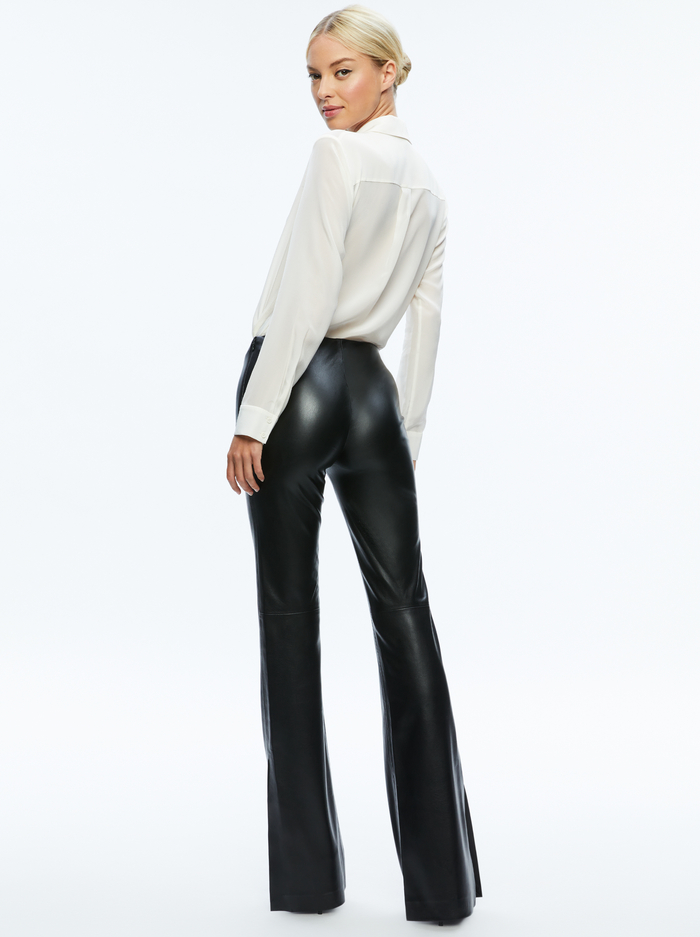 TINA VEGAN LEATHER SPLIT HEM PANT - BLACK image 1 - Alice And Olivia