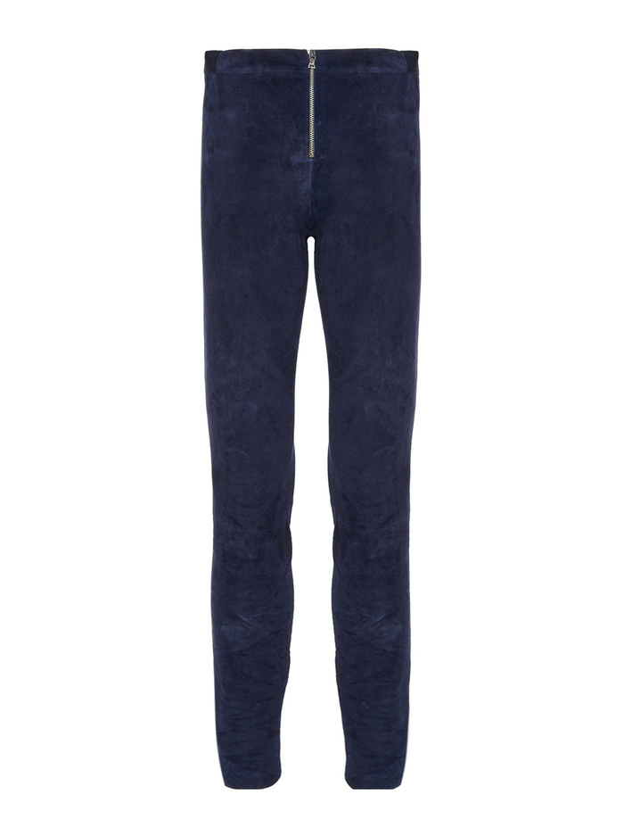 FRONT ZIP SUEDE LEGGING - NAVY image 5 - Alice And Olivia