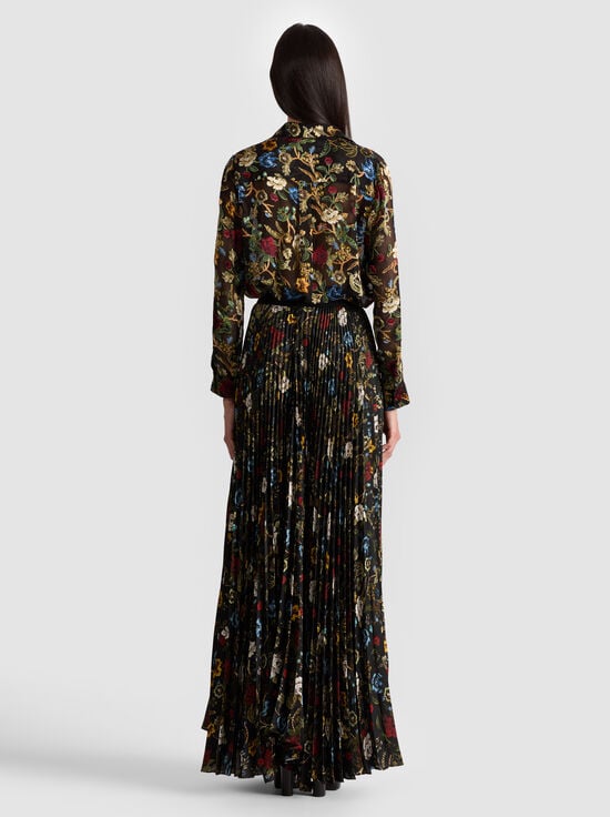 TAPESTRY TRAILS SM BLACK-KATZ PLEATED MAXI SKIRT