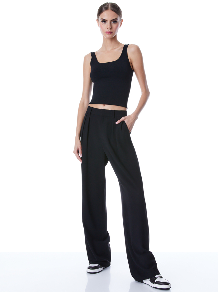 POMPEY HIGH WAISTED PLEATED PANTS - BLACK image 2 - Alice And Olivia