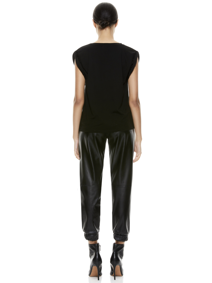 CORDELLA TWIST SLEEVE TOP - BLACK image 1 - ALICE + OLIVIA