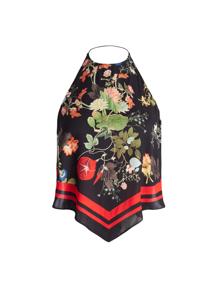 Frenchie Handkerchief Halter Top In Blush Kiss Black | Alice + Olivia