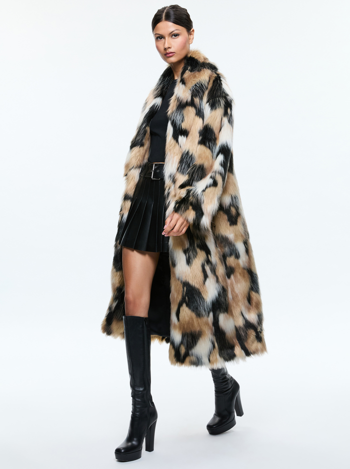 YETTA FAUX FUR COAT - BLACK/MULTI image 1 - Alice And Olivia