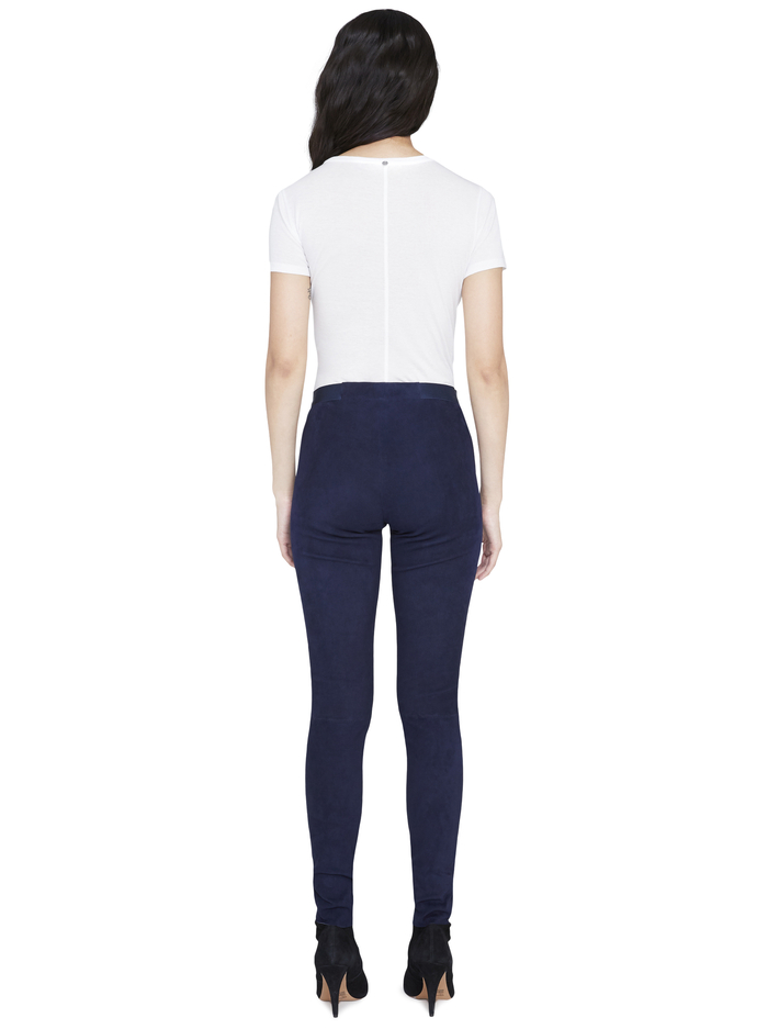 FRONT ZIP SUEDE LEGGING - NAVY image 1 - Alice And Olivia