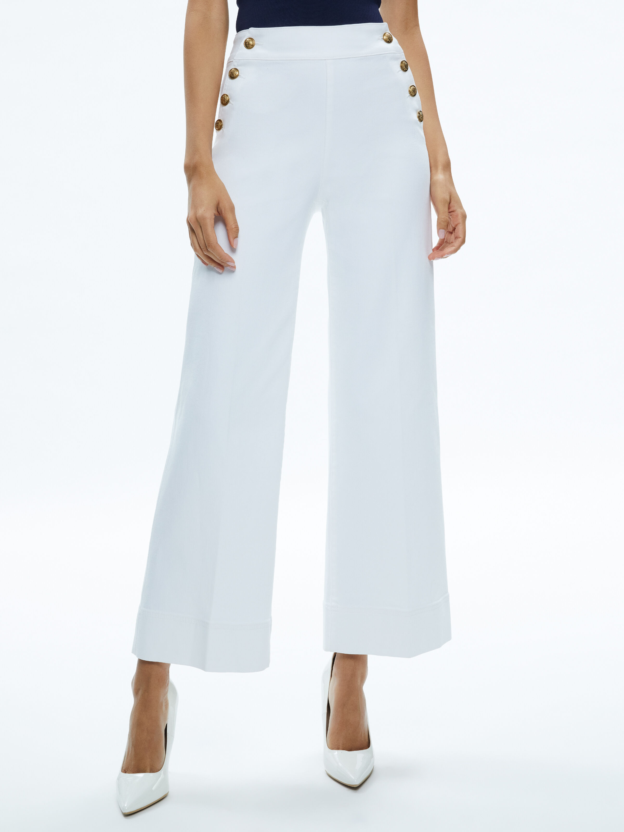 Alice and olivia white wide leg pants shop