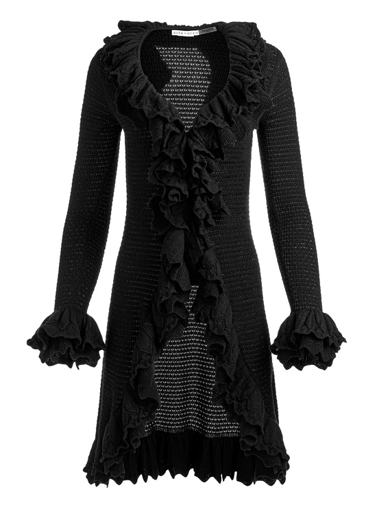 BLACK-YARA RUFFLE CARDIGAN