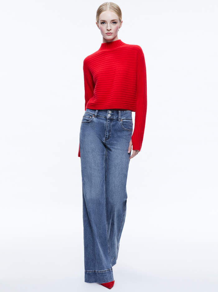 TAVILL MOCK NECK PULLOVER - PERFECT RUBY image 4 - Alice And Olivia