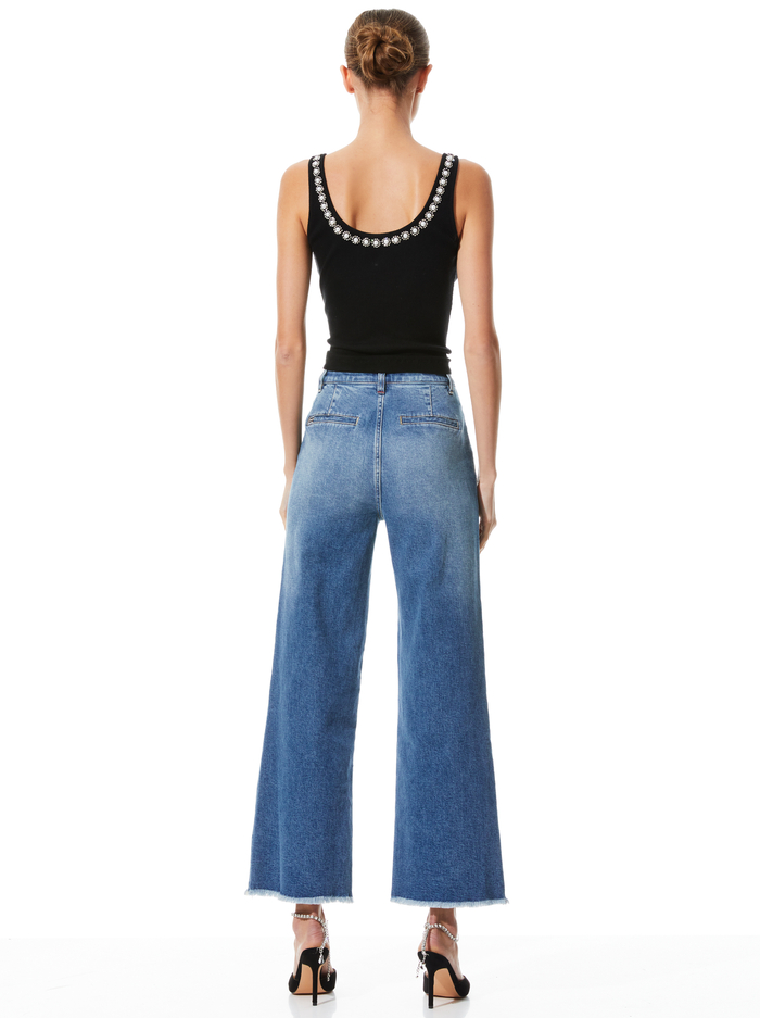 KORI EMBELLISHED RIBBED TANK - BLACK/MULTI image 1 - Alice And Olivia