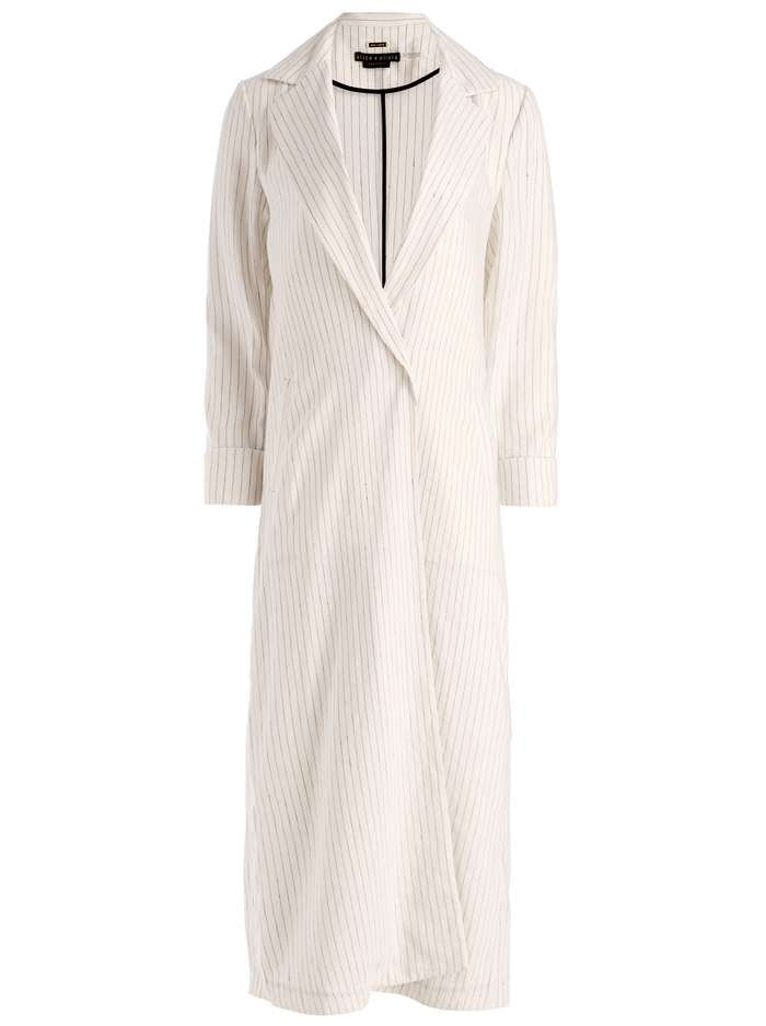 SHELIA LINEN MAXI BLAZER - OFF WHITE/BLACK PINSTRIPE image 5 - ALICE + OLIVIA