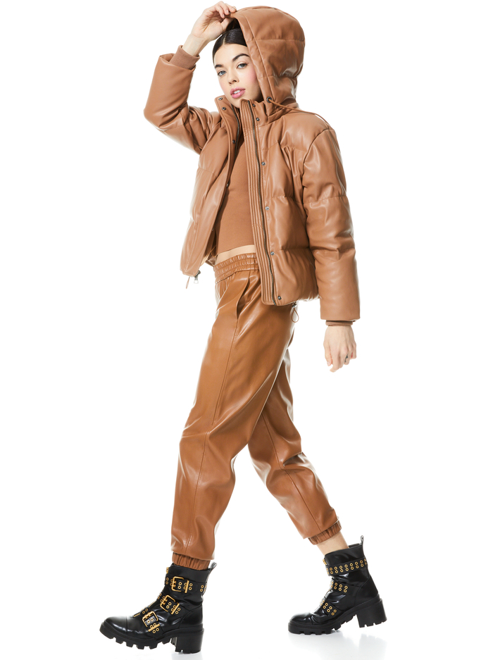 ROBINSON VEGAN LEATHER PUFFER - CAMEL image 2 - Alice And Olivia