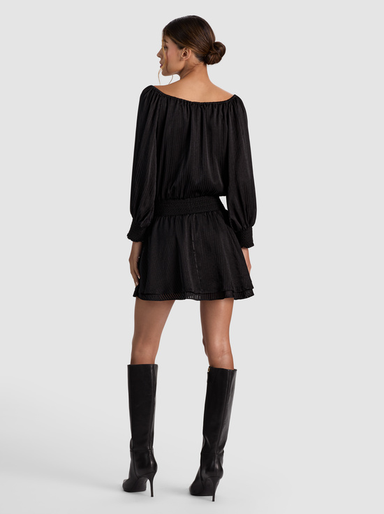 BLACK-PAULINE DROP WAIST MINI DRESS