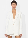 BILLIE BOXY LINEN BLAZER - OFF WHITE