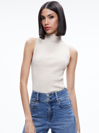 ALMOND HEATHER-DARCEY TURTLENECK SWEATER TANK