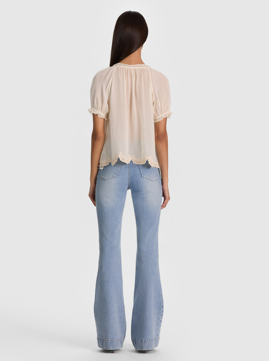 VANILLA/VANILLA-ODETTE EMRBOIDERED PUFF SLEEVE TOP