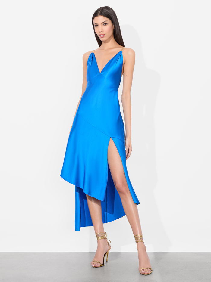 SAVANA CHAIN STRAP MIDI DRESS - TRUE BLUE image 5 - Alice And Olivia