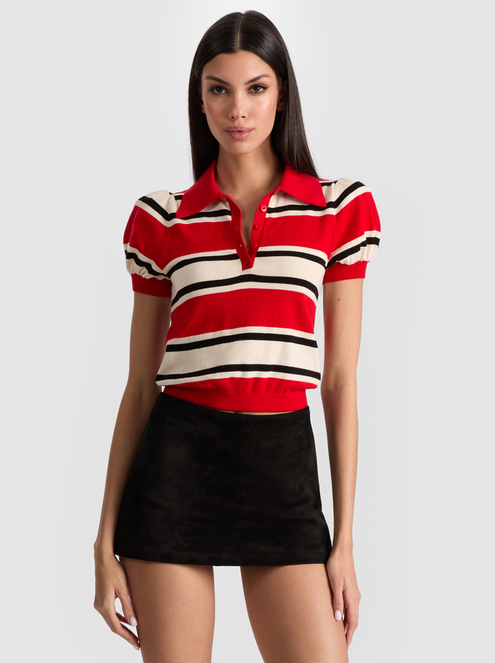 RAMONA STRIPED PULLOVER - PERFECT RUBY MULTI - Alice And Olivia