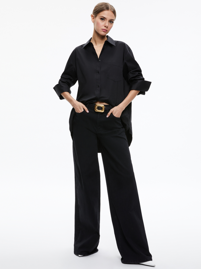 FINELY OVERSIZED BUTTON DOWN SHIRT - BLACK image 4 - Alice And Olivia
