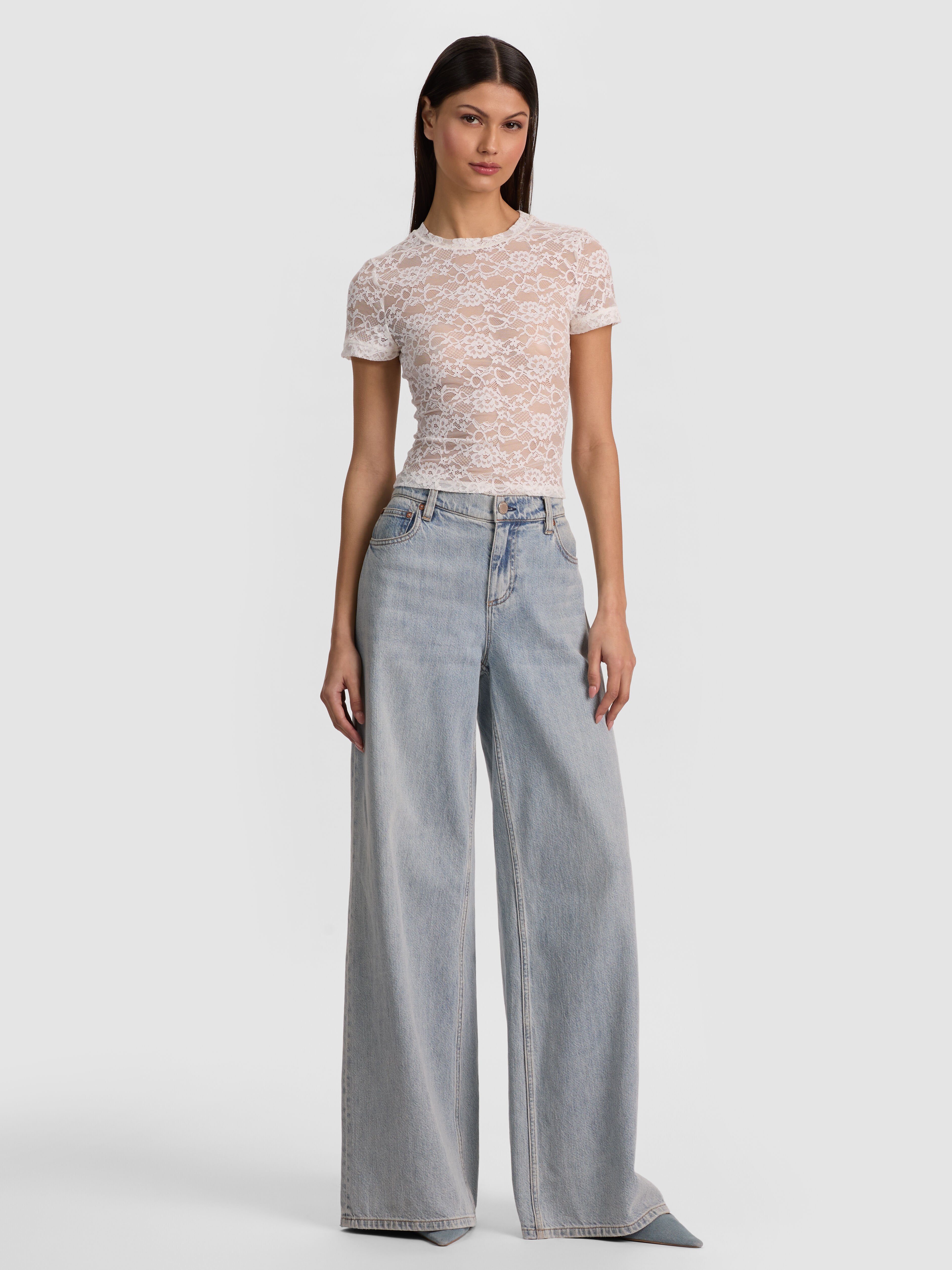 ANDERS LOW RISE PLEATED JEAN in GEORGIA VINTAGE BLUE | ALICE + OLIVIA