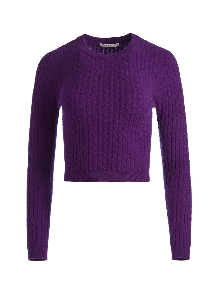 CIARA CREWNECK CROPPED PULLOVER - BOYSENBERRY image 5 - Alice And Olivia