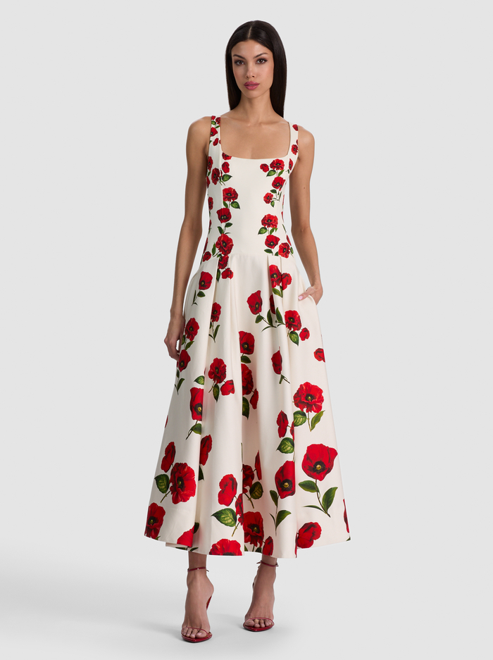 ADLEY DROP WAIST DRESS - SUMMER POPPY image 3 - ALICE + OLIVIA