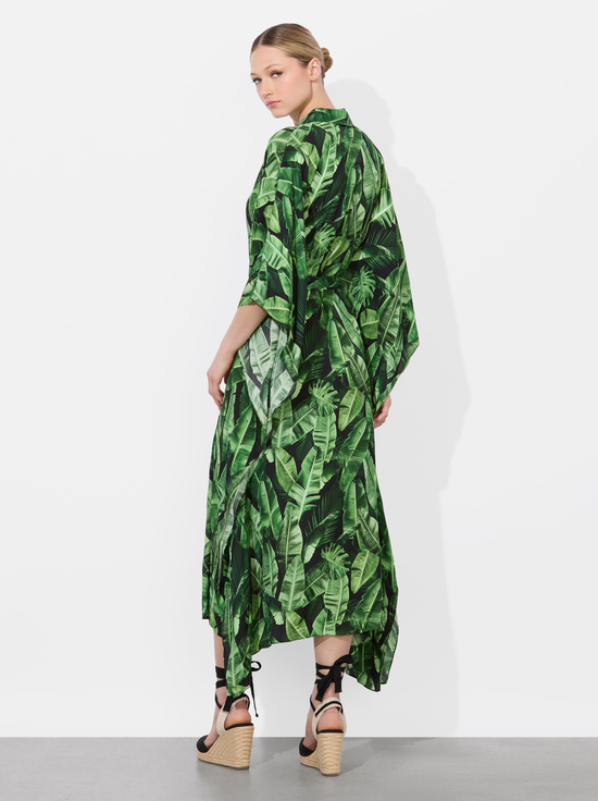 JUNGLE PALM BLACK-DEANNE MIDI SHIRT DRESS