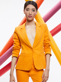 MACEY DENIM FITTED BLAZER - TANGERINE