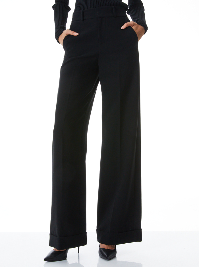 DYLAN HIGH WAISTED WIDE LEG PANT - BLACK - Alice And Olivia
